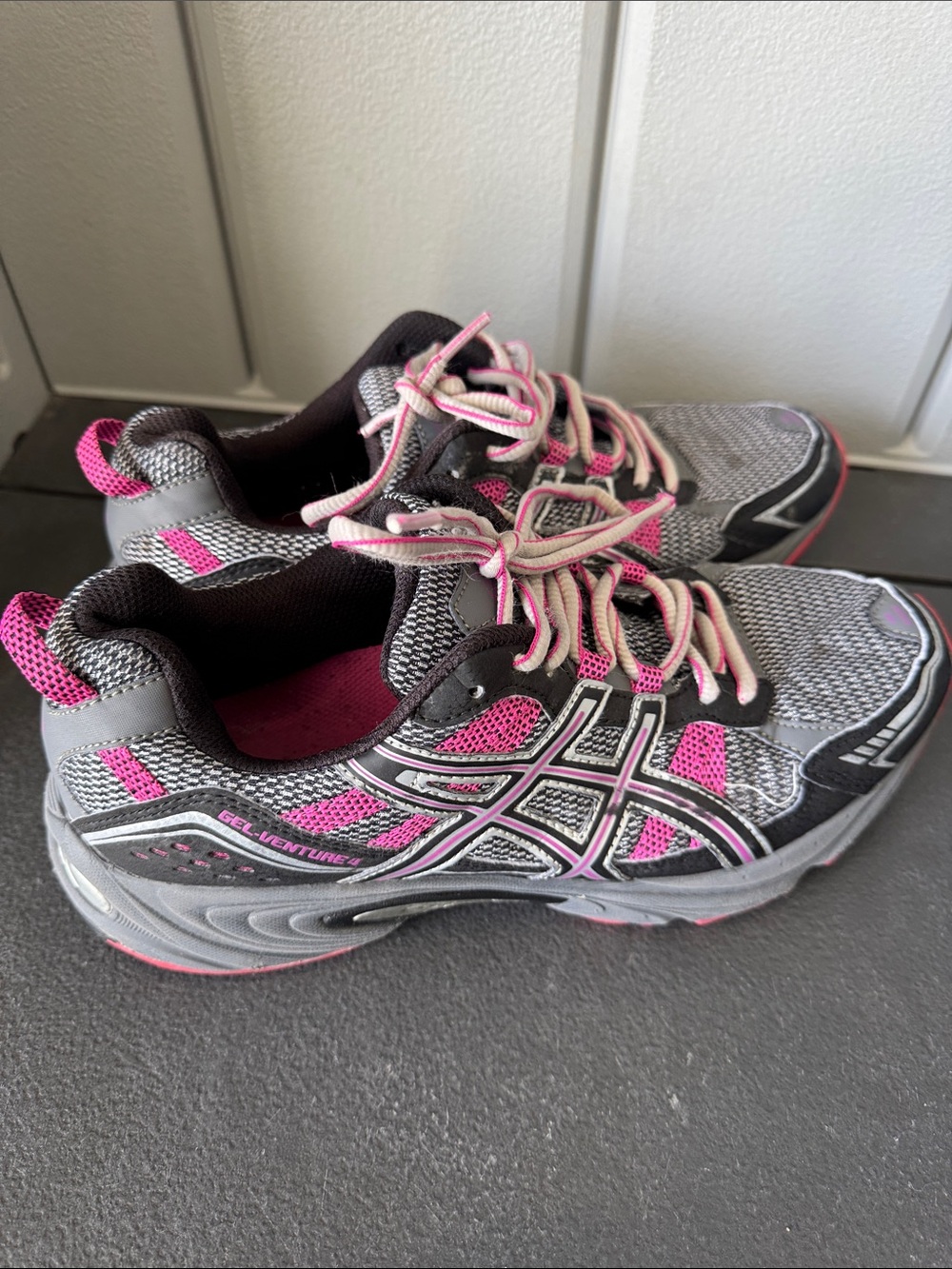 ASICS Gray and Pink Athletic Sneakers